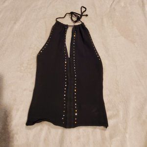 Bebe Black Sequin Halter Top - XS